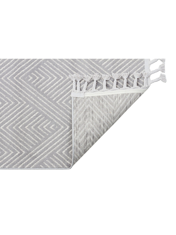 Lounge Serisi Etnik Desenlere Sahip Salon Oturma Odası Koridor Yumuşak Modern Halı 01 GREY WHITE - Carpetdocia