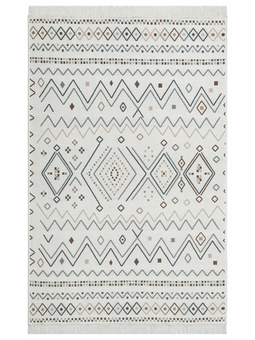 Maya %100 Naturel Pamuk Yıkanabilir Çift Taraflı Oturma Odası Mutfak Koridor Modern Kilim 05BEIGEBLU - Carpetdocia