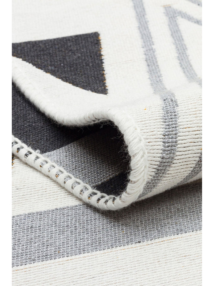 Maya %100 Naturel Pamuk Yıkanabilir Çift Taraflı Oturma Odası Mutfak Koridor Modern Kilim 18 YELGREY - Carpetdocia