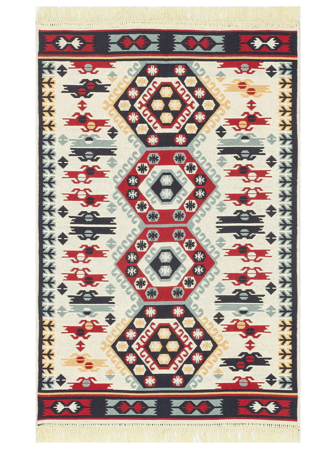 Maya %100 Naturel Pamuk Yıkanabilir Çift Taraflı Oturma Odası Mutfak Koridor Modern Kilim 30 RED - Carpetdocia