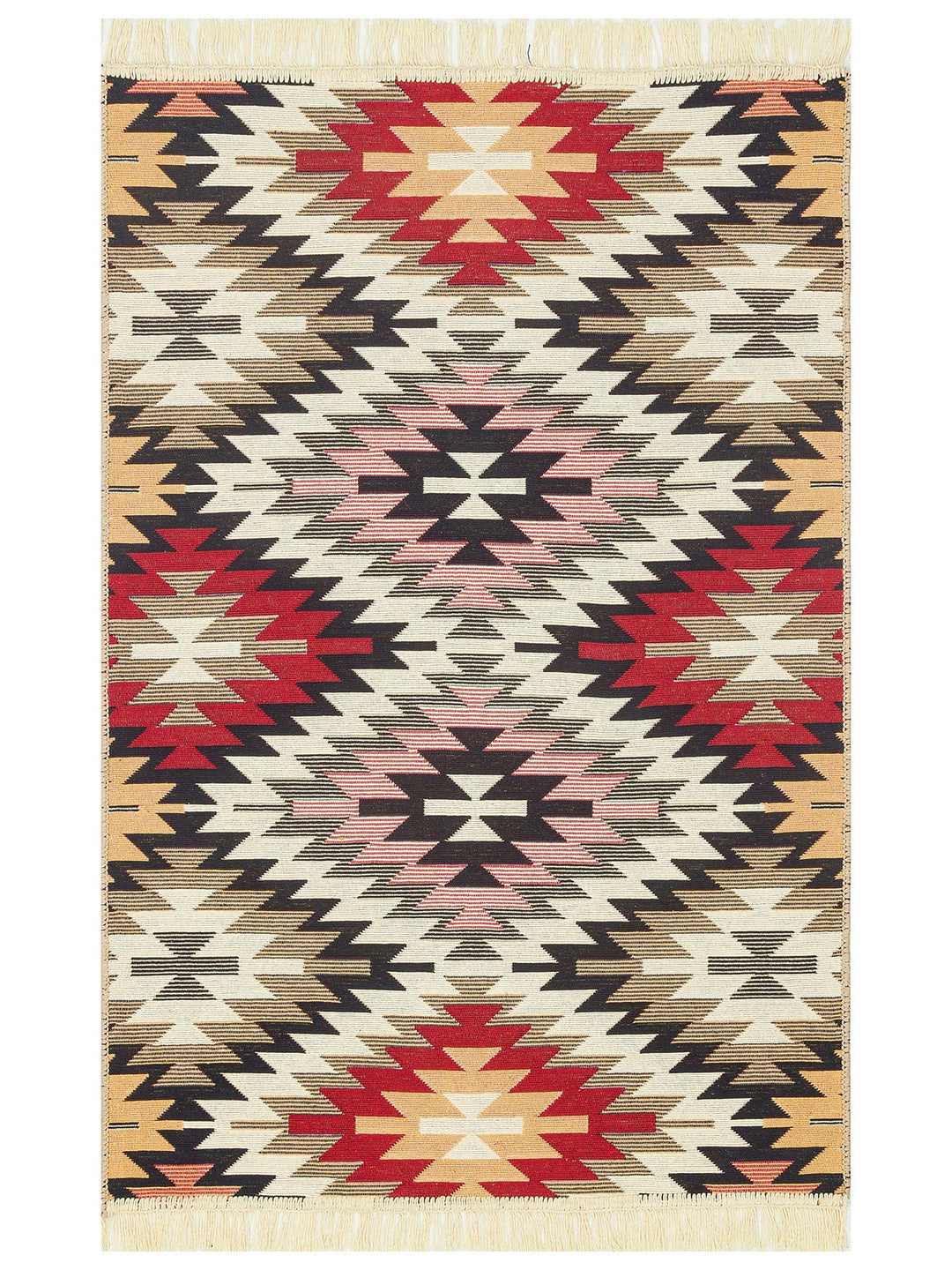 Maya %100 Naturel Pamuk Yıkanabilir Çift Taraflı Oturma Odası Mutfak Koridor Modern Kilim 33 RED - Carpetdocia