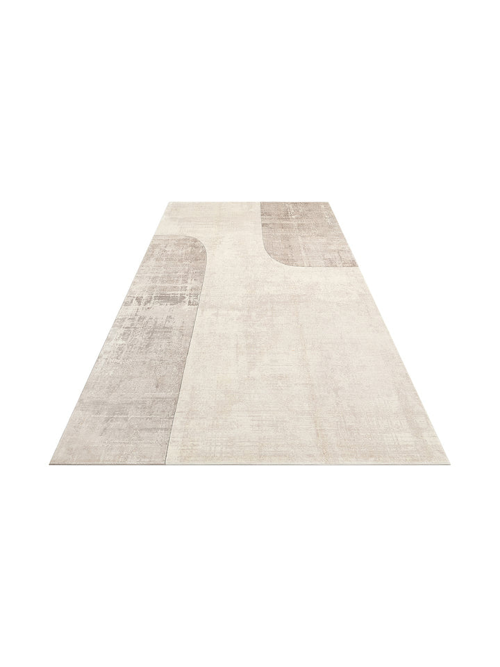 Monza Geometrik Desenli Yüksek Kalite Sık Dokuma Parlak Modern Salon Halısı 01 CREAM GREY - Carpetdocia