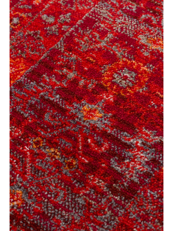 Nil Serisi Etnik ve Modern Desenli Renkli Saçaklı Oturma Odası Mutfak Halı 21 RED - Carpetdocia