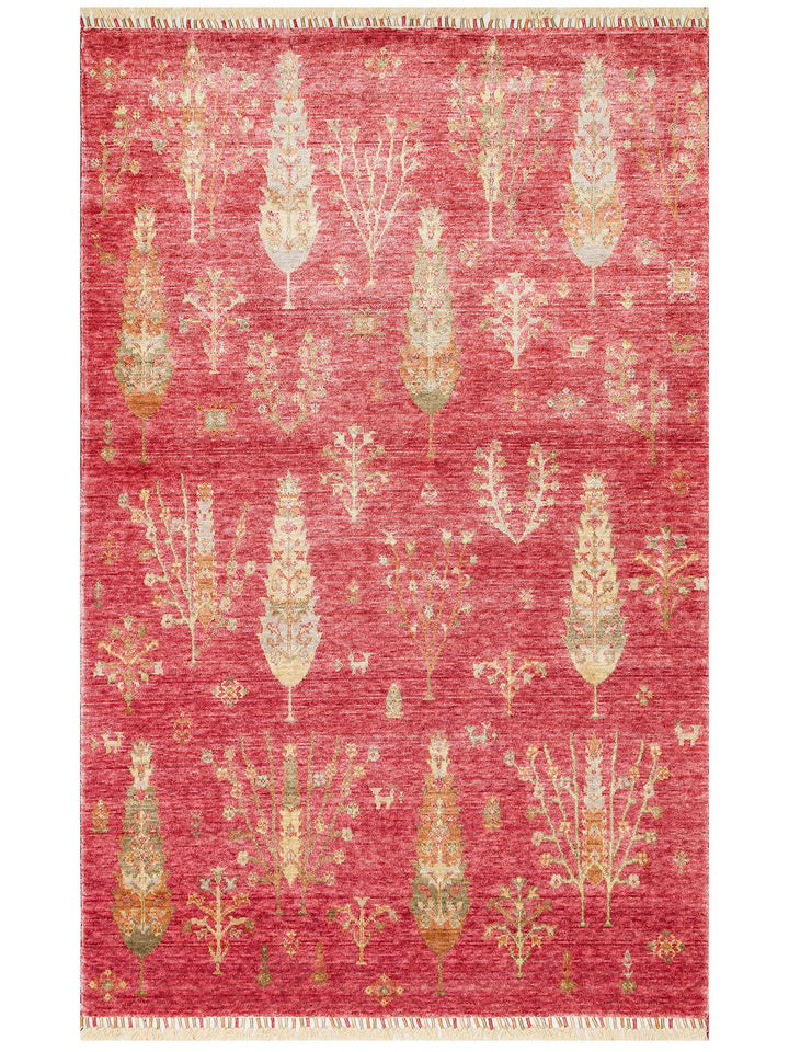 Oushak Carnaval %100 Naturel Kolay Temizlenir El Emeğiyle Üretilen Tensel Modern Uşak Halısı 08 RED - Carpetdocia