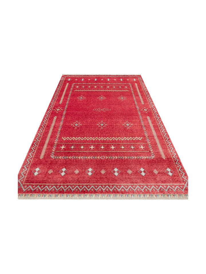 Oushak Carnaval %100 Naturel Kolay Temizlenir El Emeğiyle Üretilen Tensel Modern Uşak Halısı 20 REDM - Carpetdocia