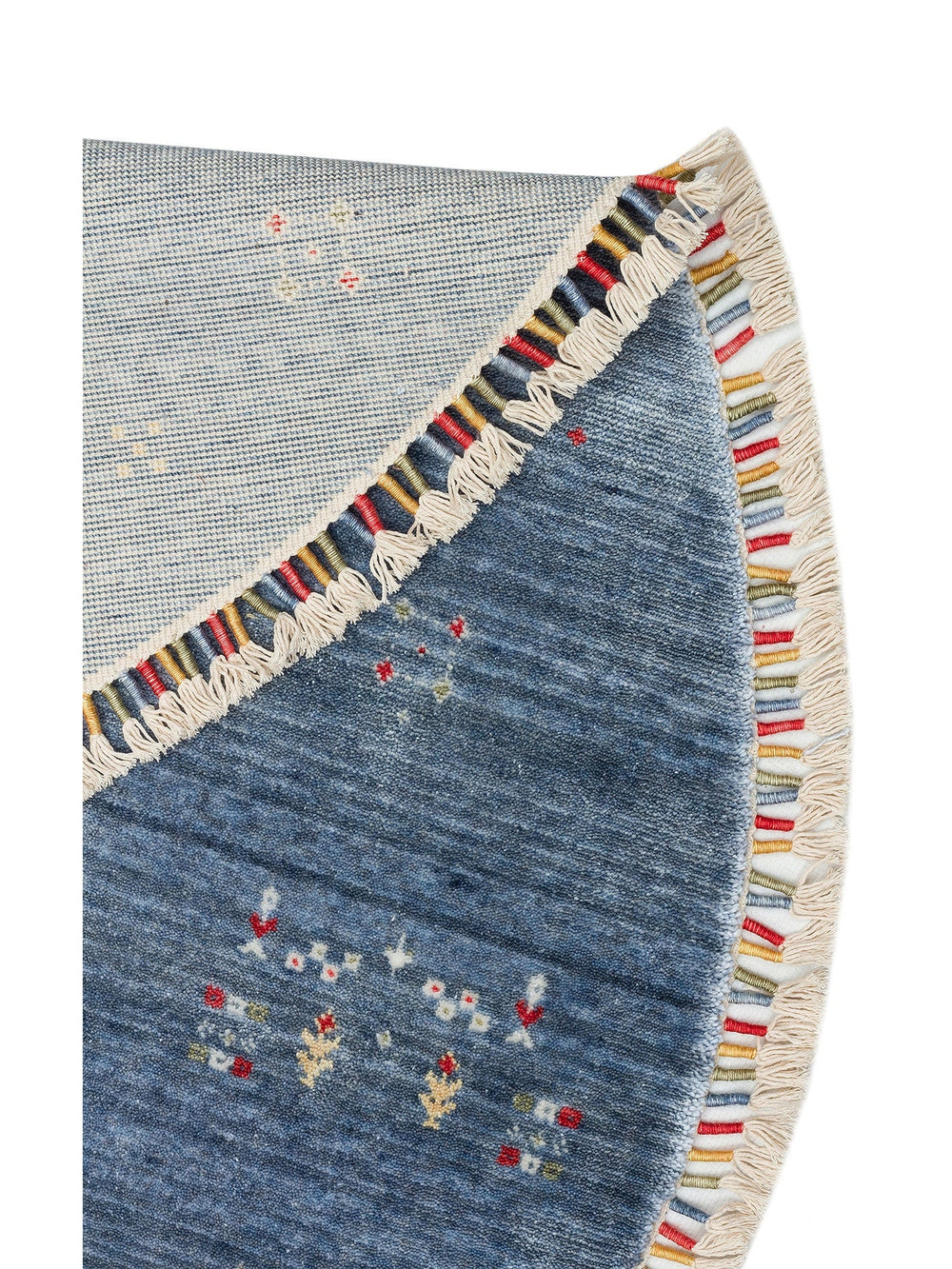 Oushak Carnaval %100 Naturel Kolay Temizlenir El Emeğiyle Üretilen Yuvarlak Uşak Halısı 06 BLUE Q - Carpetdocia