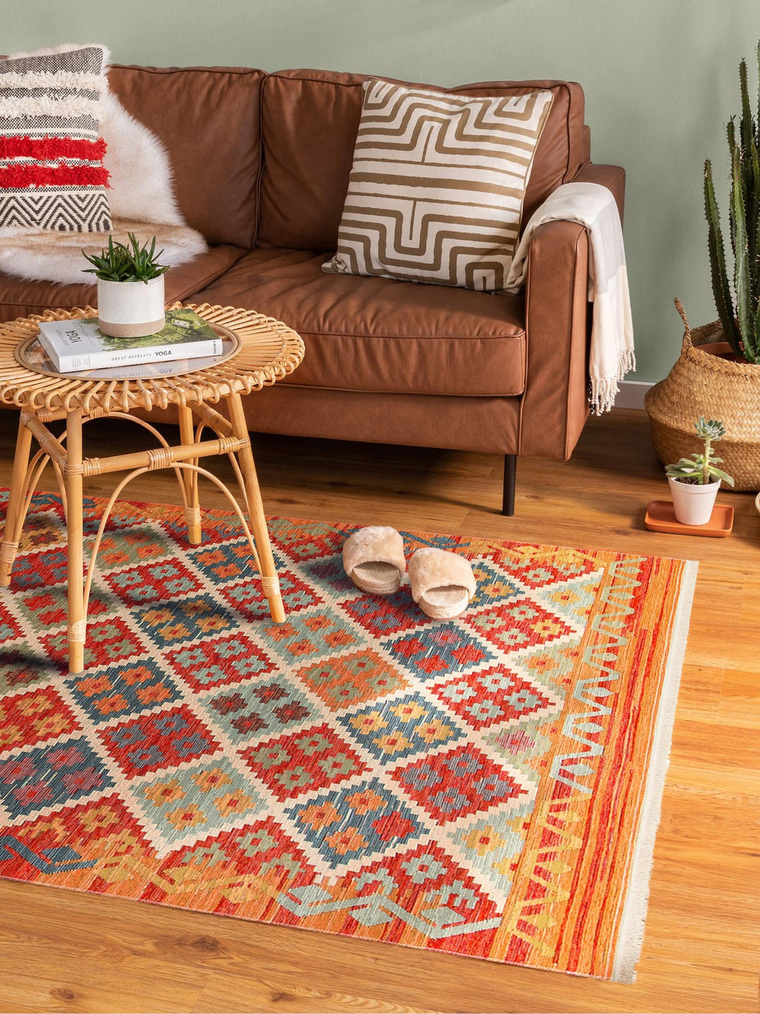 Rota Yıkanabilir, Çift Taraflı Kullanıma Uygun Yumuşak Tuşeli Otantik Kilim 05 TERRA - Carpetdocia