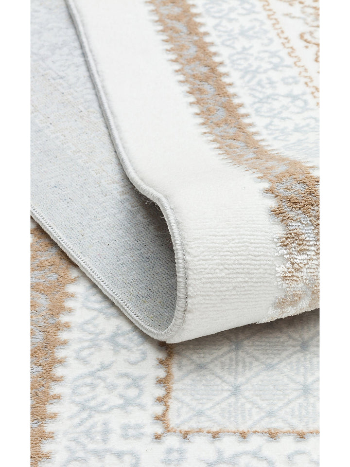 Smooth Yıkanabilir Kaymaz Parlak Oturma Odası Salon Koridor İnce Dokuma Modern Halı 102 BEIGE XW - Carpetdocia