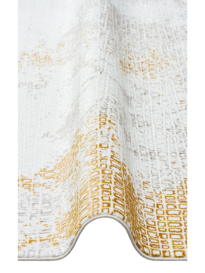 Smooth Yıkanabilir Kaymaz Parlak Oturma Odası Salon Koridor İnce Dokuma Modern Halı 108 CREAM GOLD - Carpetdocia