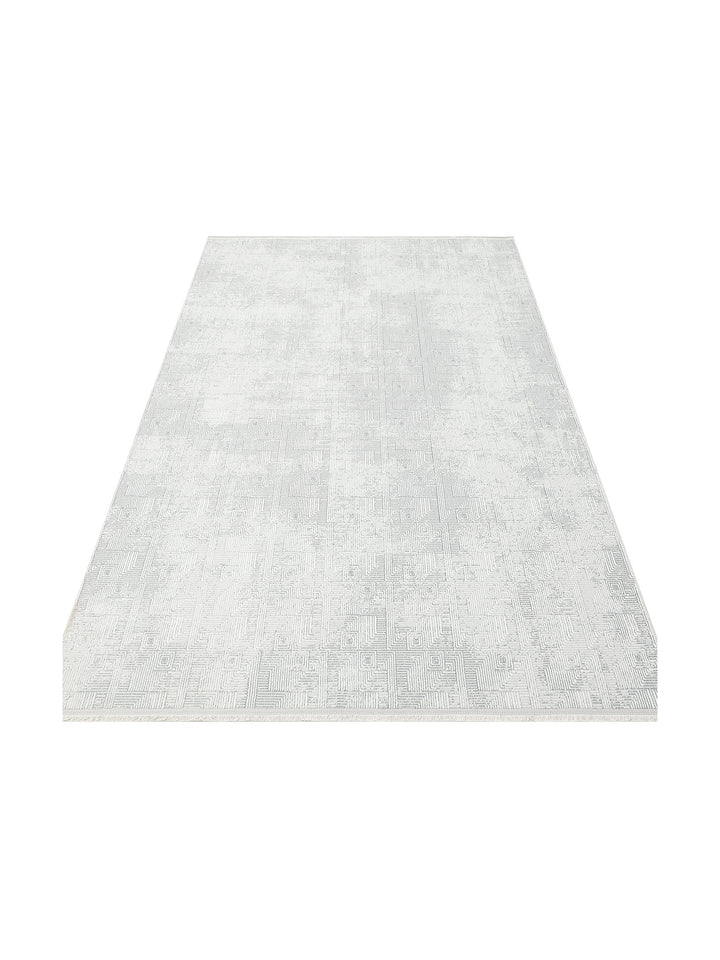Smooth Yıkanabilir Kaymaz Parlak Oturma Odası Salon Koridor İnce Dokuma Modern Halı 109 CREAM GREY - Carpetdocia