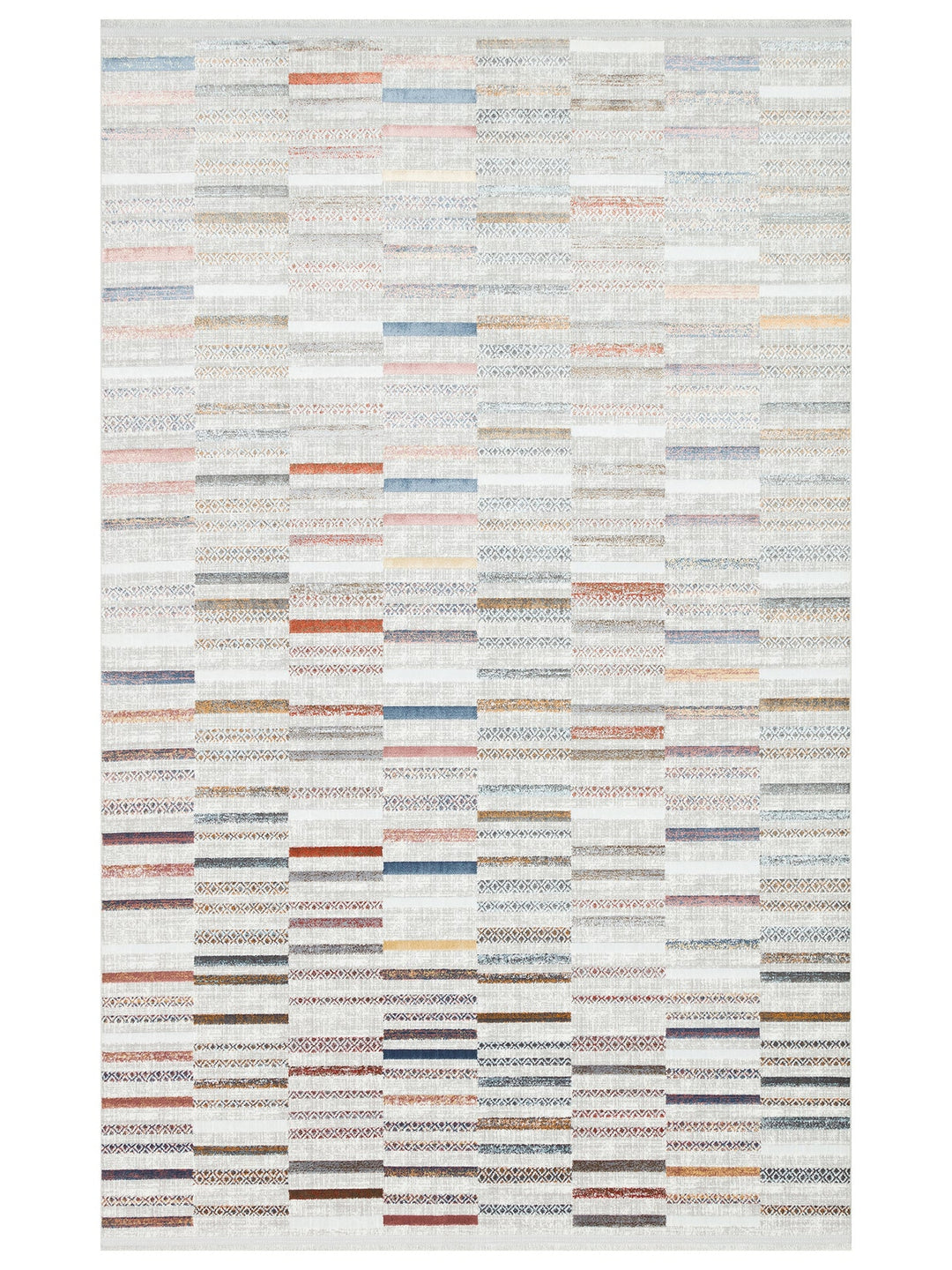 Smooth Yıkanabilir Kaymaz Parlak Oturma Odası Salon Koridor İnce Dokuma Modern Halı 110 MULTY XW - Carpetdocia