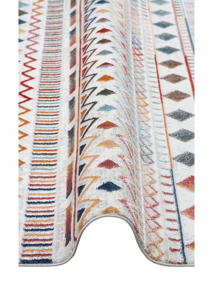 Smooth Yıkanabilir Kaymaz Parlak Oturma Odası Salon Koridor İnce Dokuma Modern Halı 111 MULTY XW - Carpetdocia