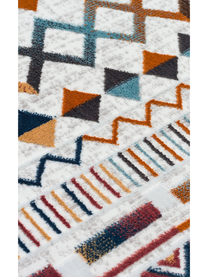 Smooth Yıkanabilir Kaymaz Parlak Oturma Odası Salon Koridor İnce Dokuma Modern Halı 111 MULTY XW - Carpetdocia