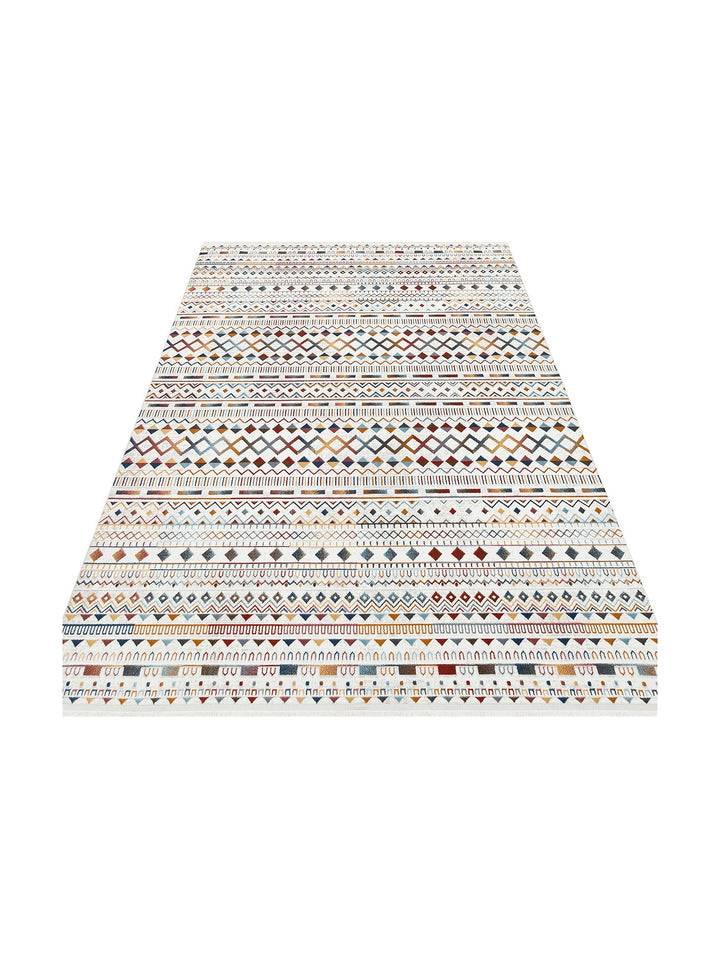 Smooth Yıkanabilir Kaymaz Parlak Oturma Odası Salon Koridor İnce Dokuma Modern Halı 111 MULTY XW - Carpetdocia