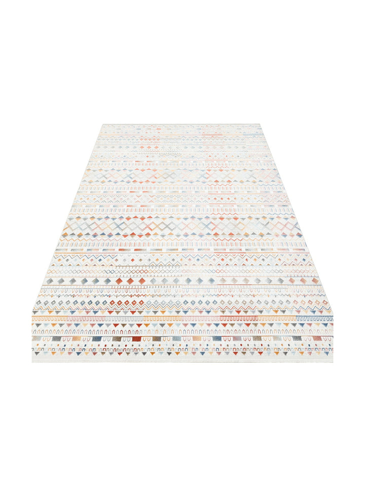 Smooth Yıkanabilir Kaymaz Parlak Oturma Odası Salon Koridor İnce Dokuma Modern Halı 111 MULTY XW - Carpetdocia