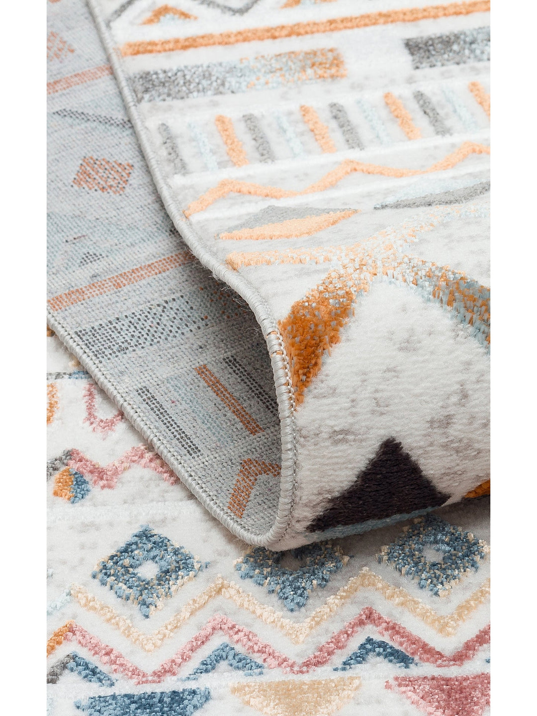 Smooth Yıkanabilir Kaymaz Parlak Oturma Odası Salon Koridor İnce Dokuma Modern Halı 111 MULTY XW - Carpetdocia
