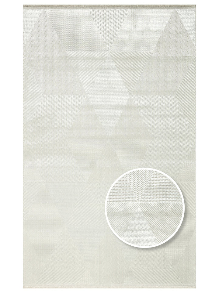 Smooth Yıkanabilir Kaymaz Parlak Oturma Odası Salon Koridor İnce Dokuma Modern Halı LUX 02 CREAM - Carpetdocia