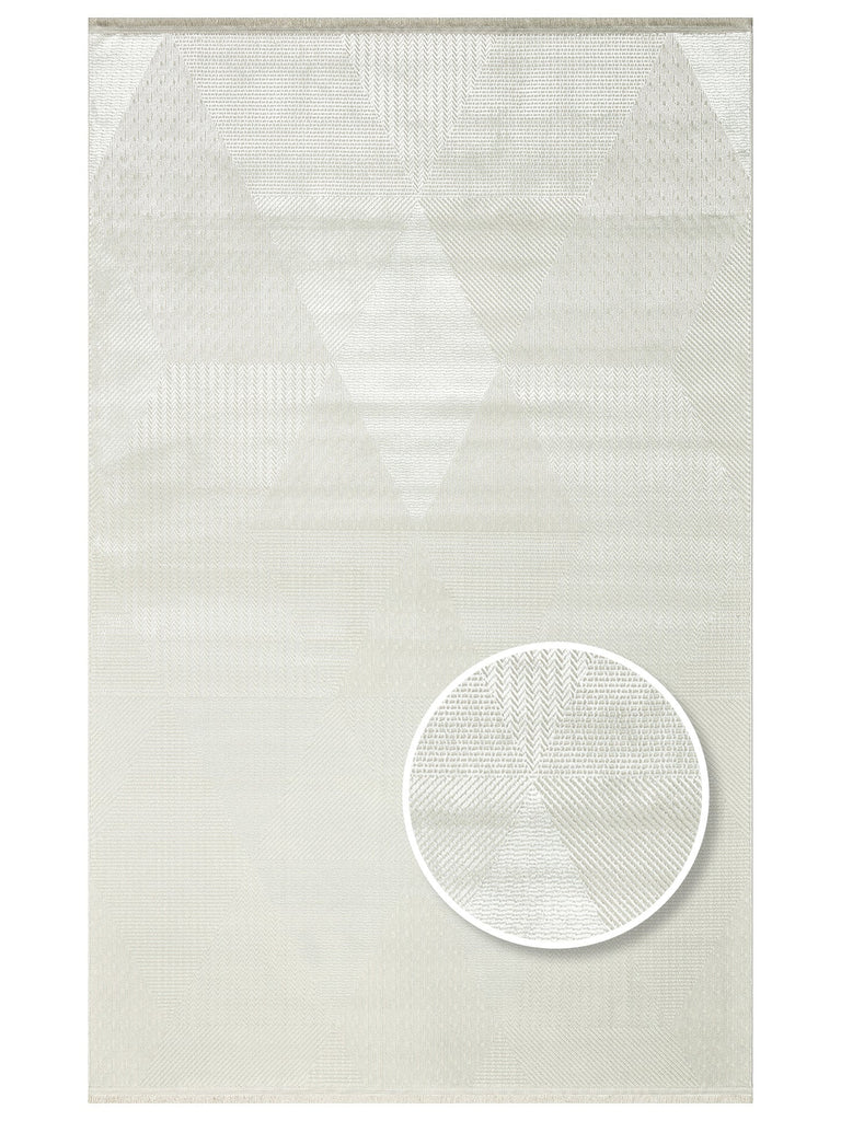 Smooth Washable Non-Slip Shiny Living Room Hallway Thin Woven Modern Carpet LUX 02 CREAM 