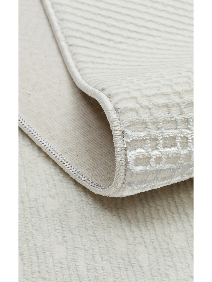 Smooth Yıkanabilir Kaymaz Parlak Oturma Odası Salon Koridor İnce Dokuma Modern Halı LUX 02 CREAM - Carpetdocia