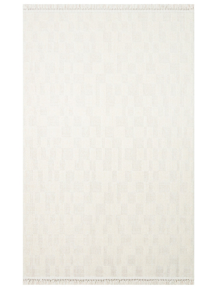 Style Hav Toz Vezmez Yumuşak Dokulu Oturma Odası Salon Koridor Antre Modern Halı 02 WHITE - Carpetdocia