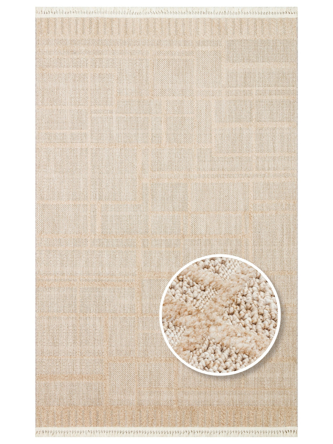 Style Hav Toz Vezmez Yumuşak Dokulu Oturma Odası Salon Koridor Antre Modern Halı 03 BEIGE - Carpetdocia