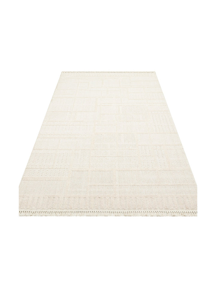 Style Hav Toz Vezmez Yumuşak Dokulu Oturma Odası Salon Koridor Antre Modern Halı 03 WHITE - Carpetdocia