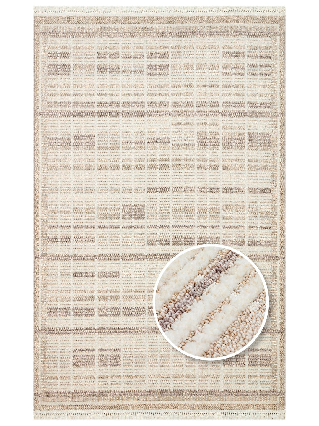 Style Hav Toz Vezmez Yumuşak Dokulu Oturma Odası Salon Koridor Antre Modern Halı 04 BEIGE GREY - Carpetdocia