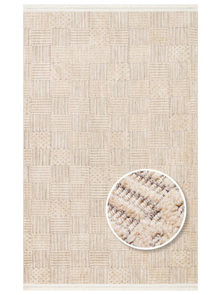 Style Hav Toz Vezmez Yumuşak Dokulu Oturma Odası Salon Koridor Antre Modern Halı 05 BEIGE GOLD - Carpetdocia
