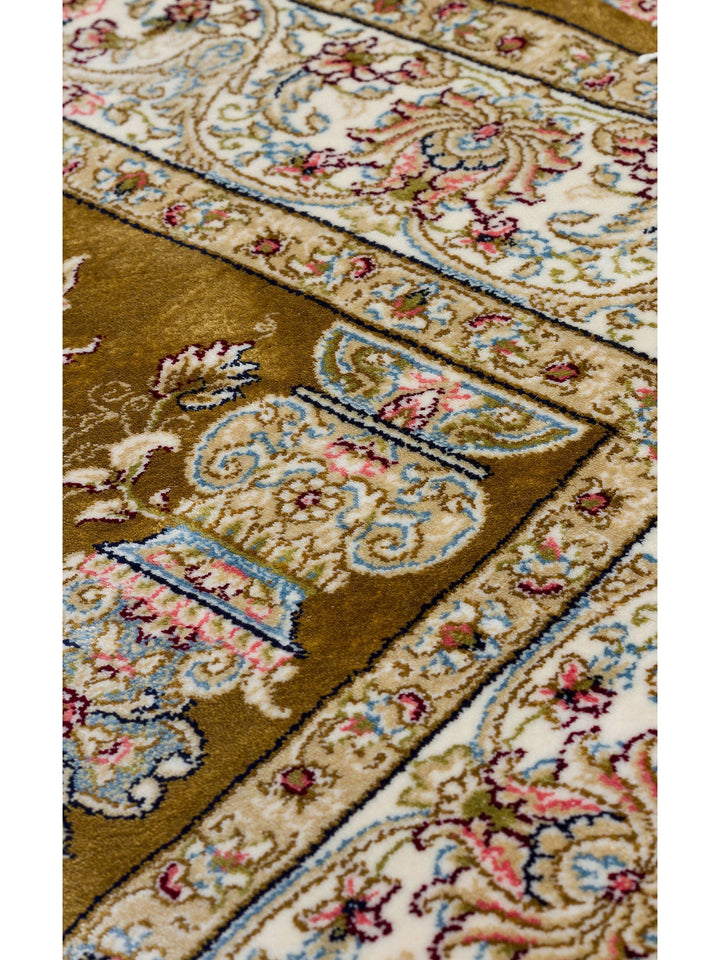 Topkapı Seccade Klasik Desenli Yüksek Kalite Özel Işıltılı Hediyelik Çeyizlik Namazlık 01 GOLD - Carpetdocia