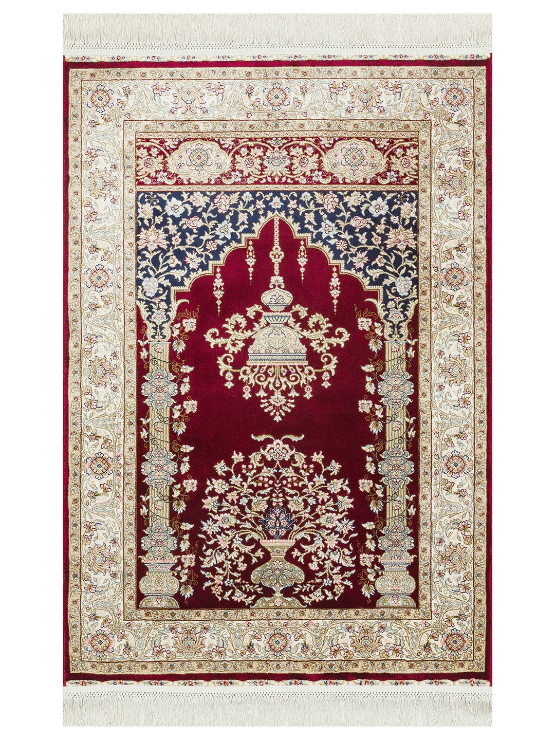 Topkapı Seccade Klasik Desenli Yüksek Kalite Özel Işıltılı Hediyelik Çeyizlik Namazlık 01 RED - Carpetdocia