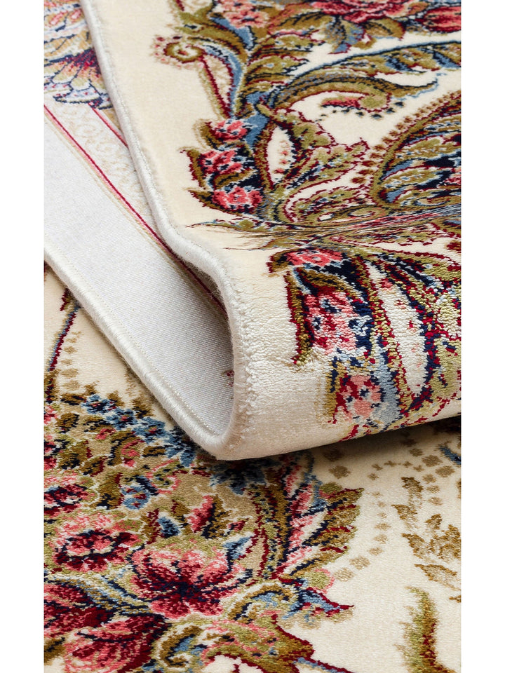 Topkapı Serisi Yüksek Kalite Sık Dokuma Klasik Desenli Özel Işıltılı Salon Halısı 01 CREAM - Carpetdocia