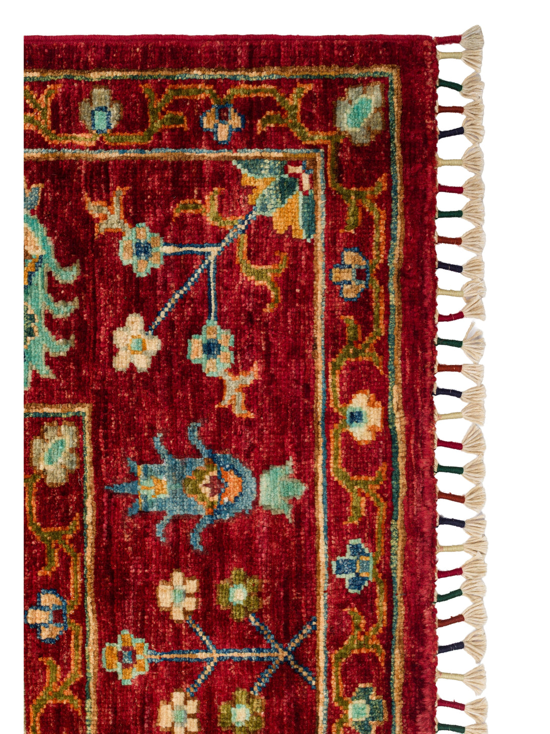 El dokuma Afgan halı kırmızı bitkisel desen 175 x 241 cm detay