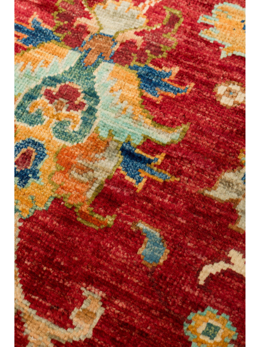 El dokuma Afgan halı kırmızı bitkisel desen 175 x 241 cm detay