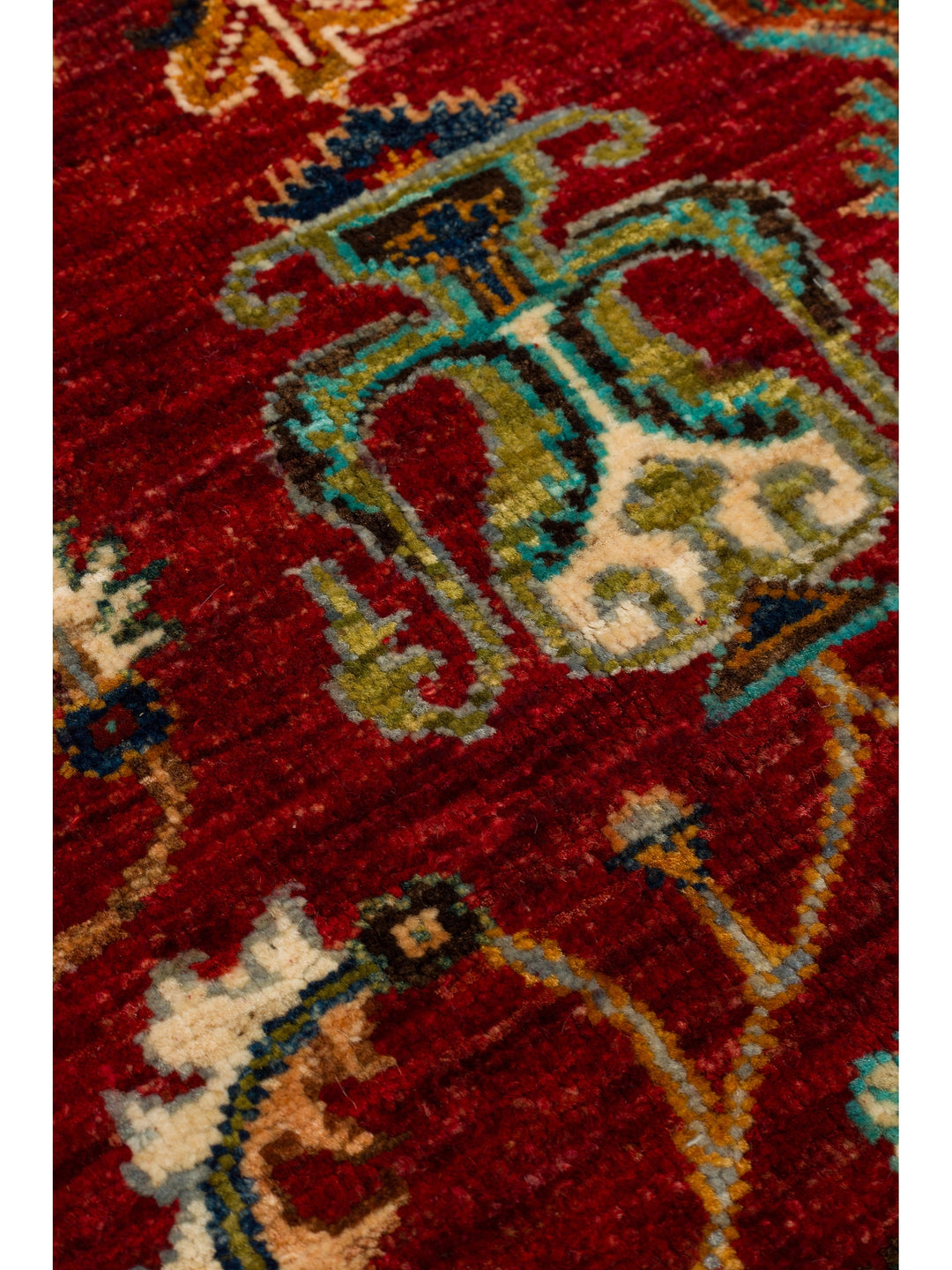 El dokuma Afgan halı kırmızı bitkisel desen 155x206 cm