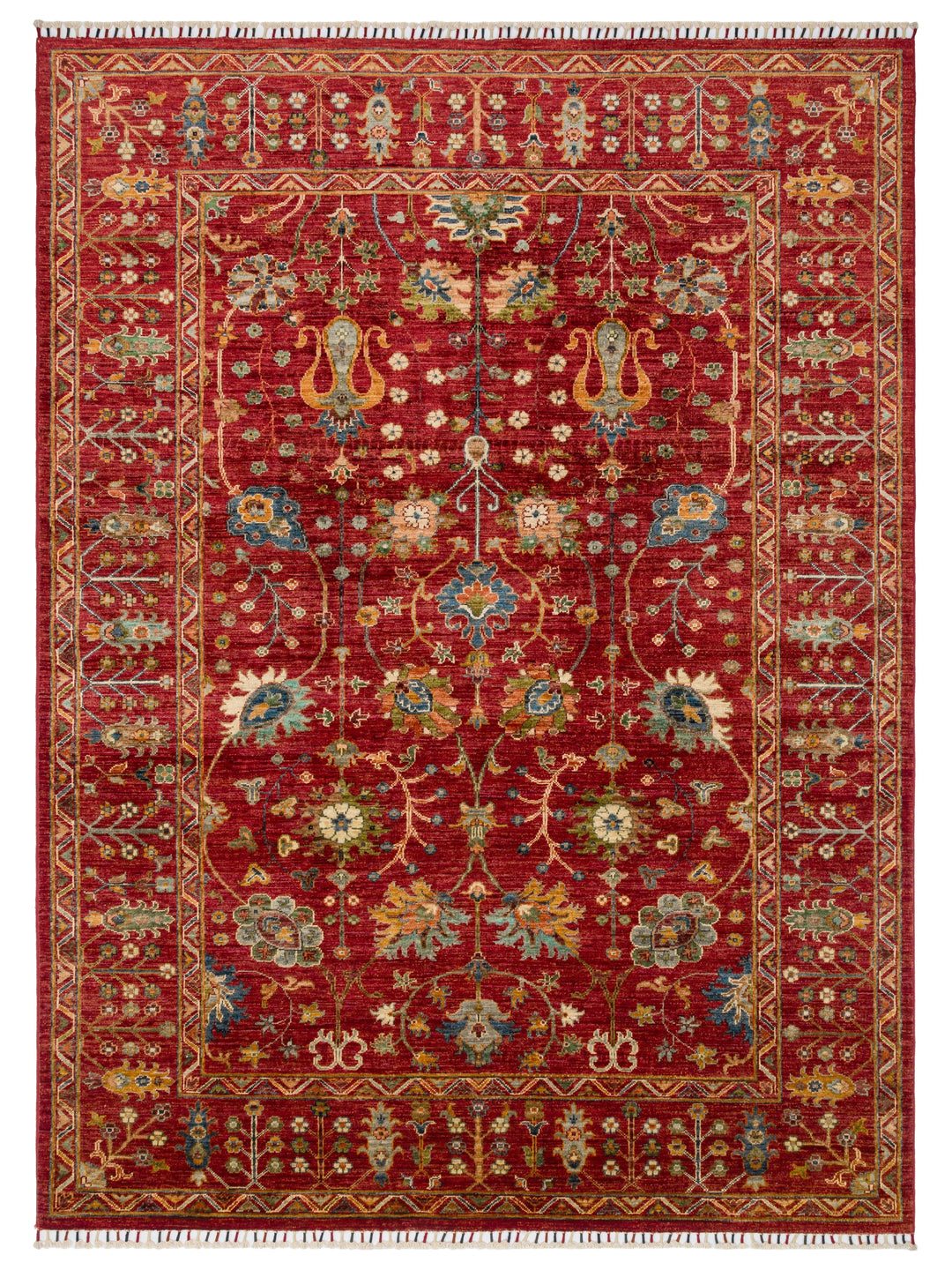 El dokuma Afgan kırmızı halı 175x236 cm kuşbakışı