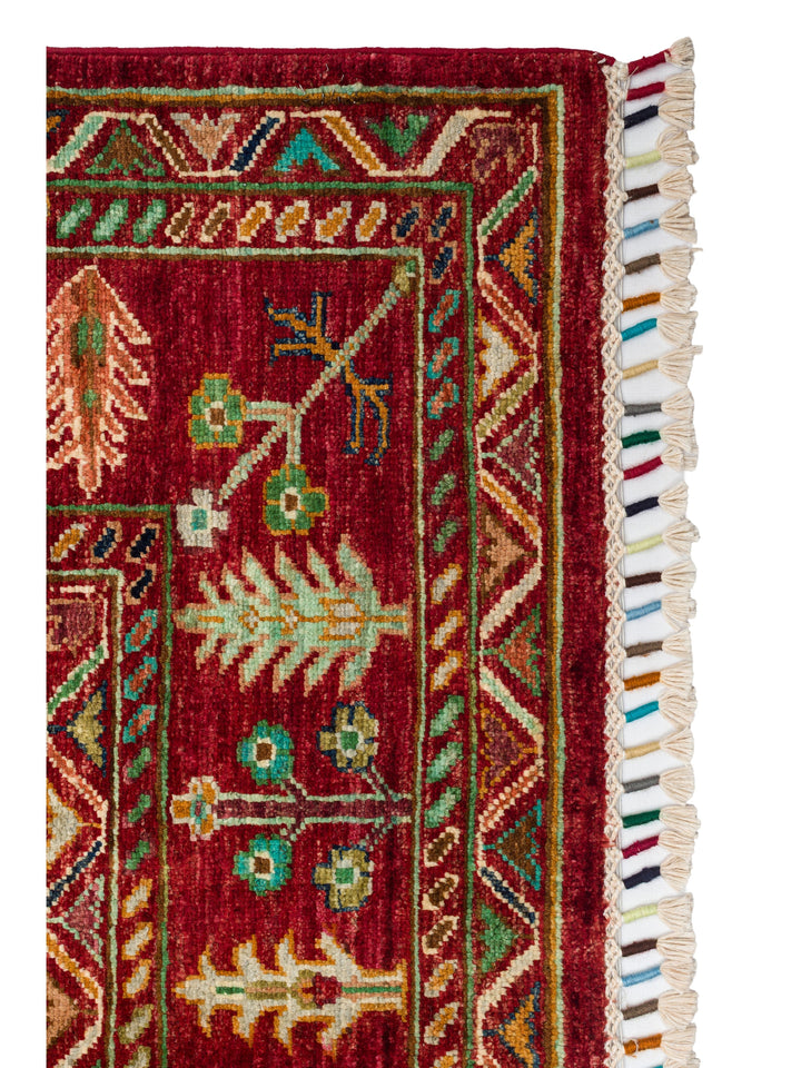 El dokuma Afgan kırmızı halı 176x246 cm stüdyo çekimi