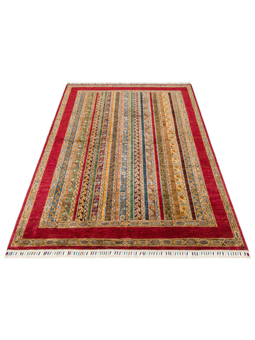 El dokuma Afgan halı kırmızı bitkisel desen 160x207 cm