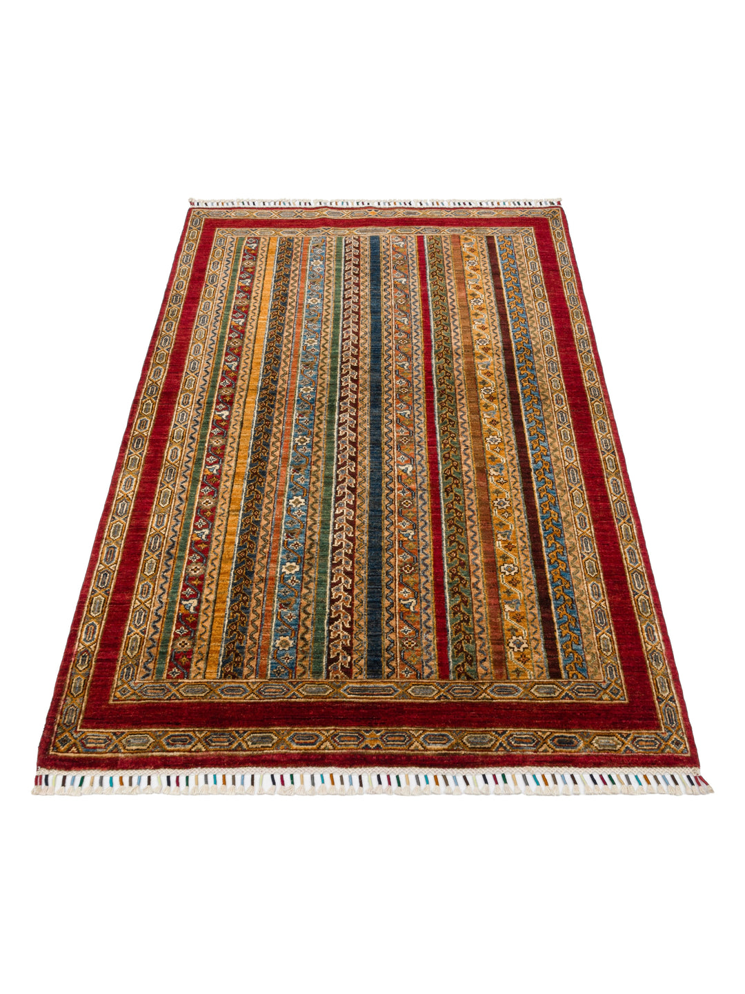 El dokuma Afgan halı kırmızı bitkisel desen 123x186 cm