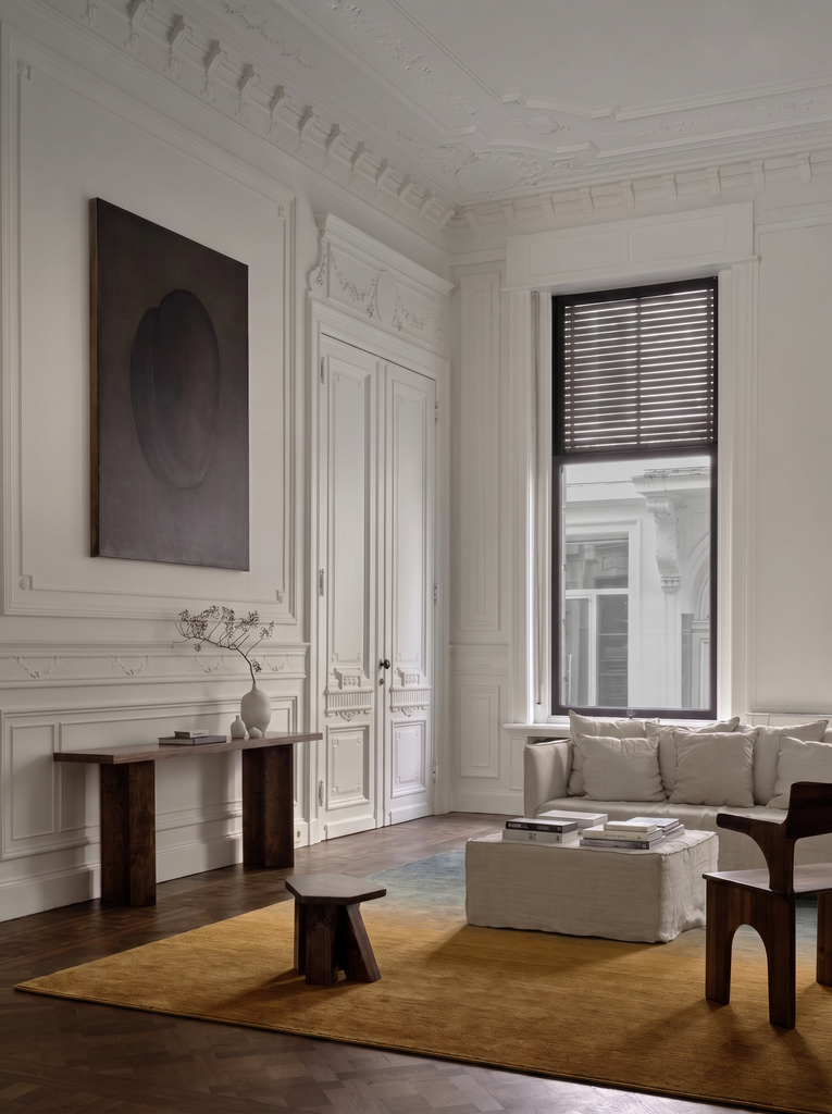 Tapis dégradé fait main en laine 100 % Nouvelle-Zélande pour salon et séjour de la série Donatella GRIS DORÉ  