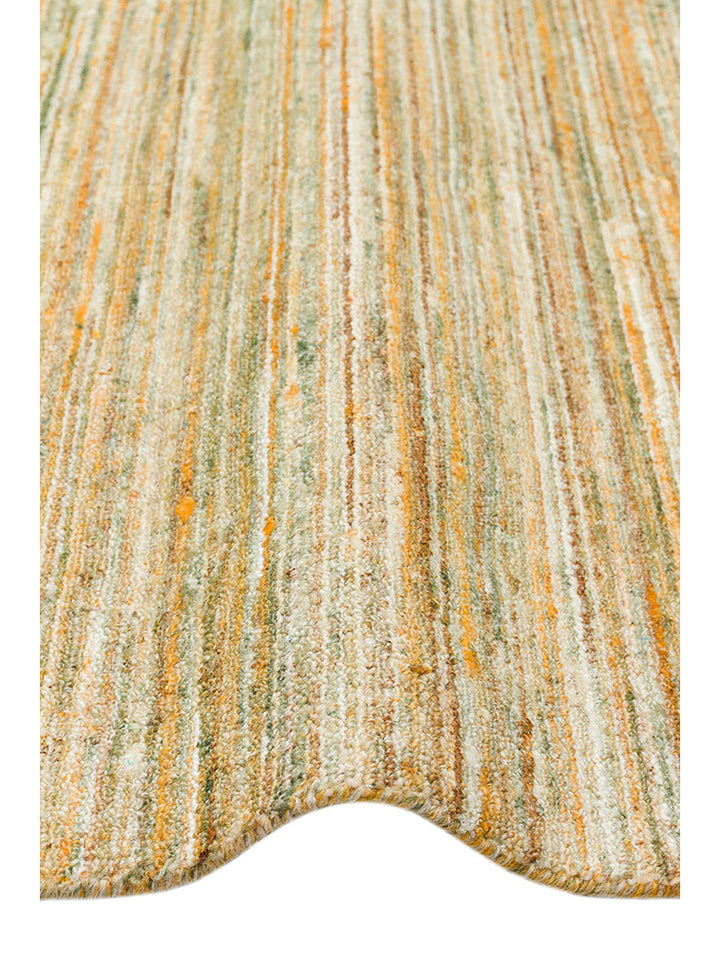 Helsinki Serisi %100 Naturel Yün ve Viskon El Dokuma Modern İskandinav Salon Oturma Odası Halı LIME - Carpetdocia