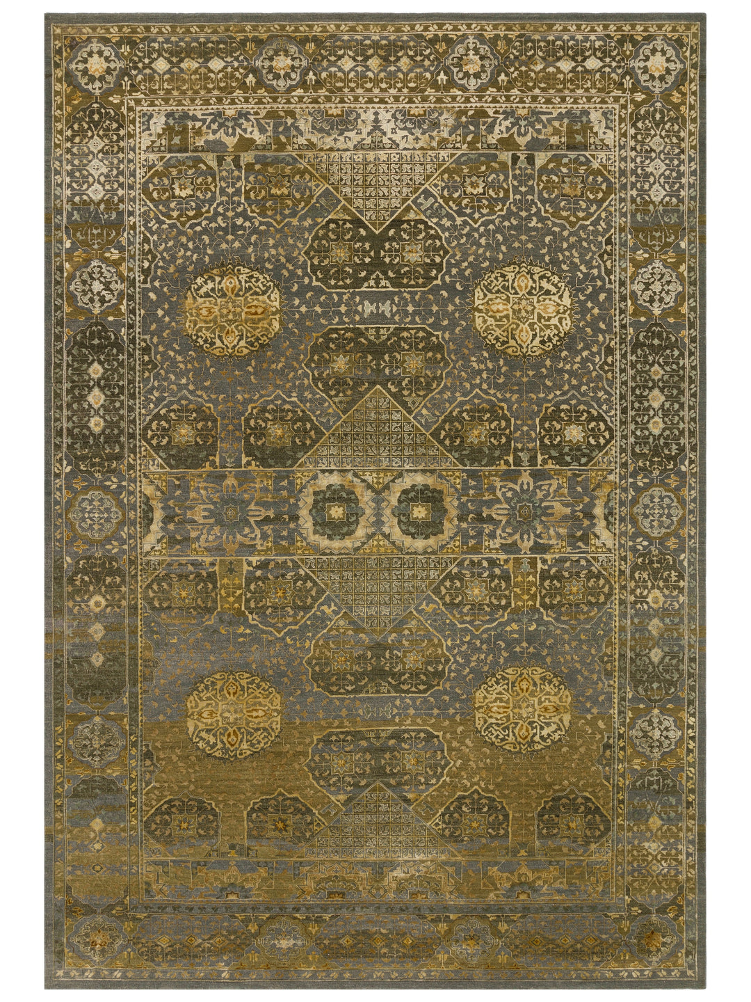 El dokuma Hindistan Jaipur halı Mineral Gri 198x295 cm kuşbakışı üstten görünüm