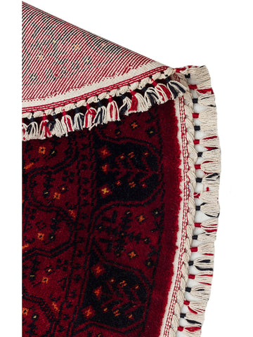 Kabil Afgan Desenli El Emeğiyle Özel Tezgahlarda Üretilen TENCEL™ Uşak Halısı 959 RED Q - Carpetdocia
