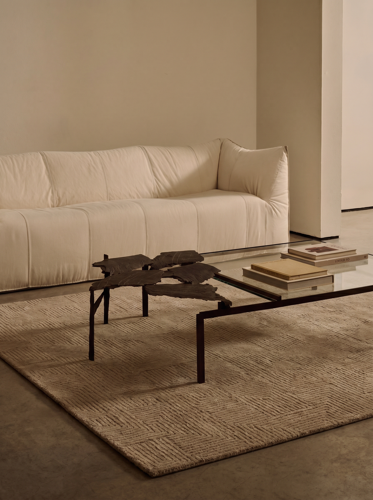 Milano Serie Woll- und Baumwollmischung handgeknüpfter Teppich BEIGE
