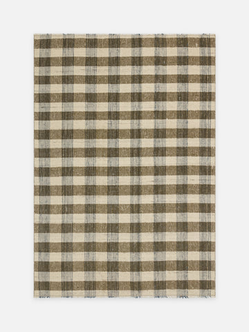 Oasis %100 Yün El Emeği ile Üretilen Kilim OLIVE CHECK kuşbakışı