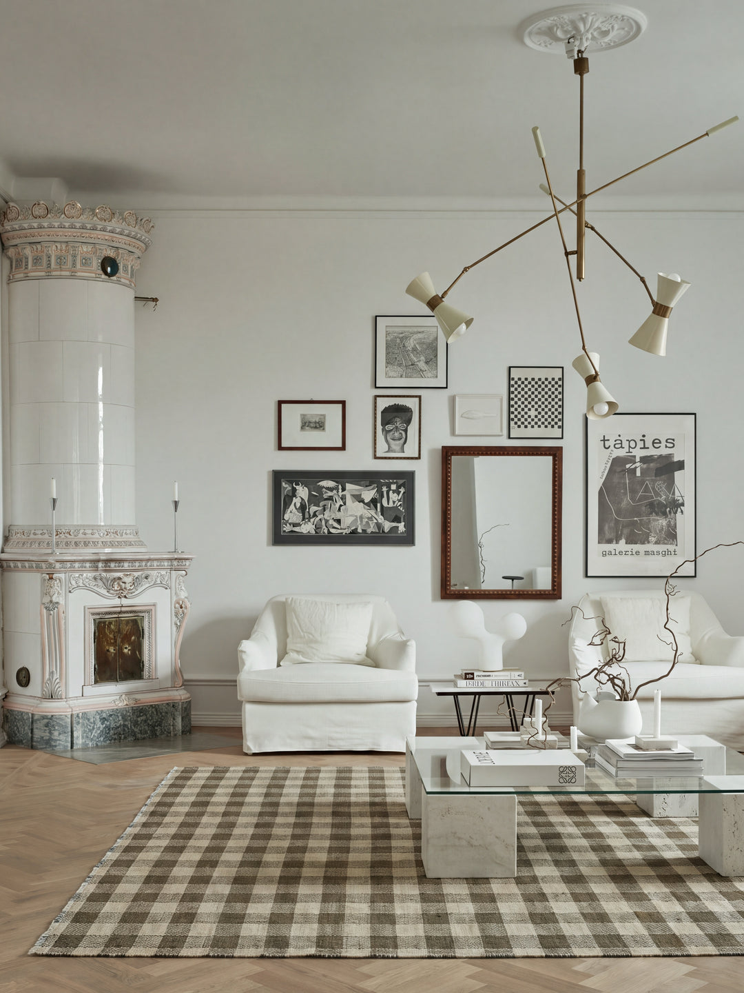 Oasis %100 Yün El Emeği ile Üretilen Kilim OLIVE CHECK oda görünümü