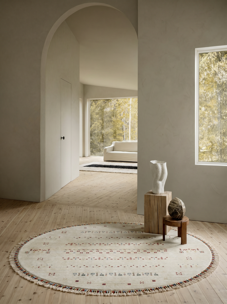 Oushak Carnaval Tapis Uşak Moderne TENCEL™ 100 % Naturel, Facile à Nettoyer, Fait Main 06 BEIGE Q