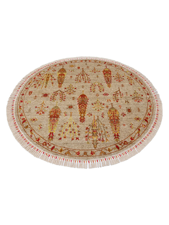 Oushak Carnaval %100 Naturel Kolay Temizlenir El Emeğiyle Üretilen TENCEL™ Modern Uşak Halısı 08 BEIGE AUTUMN Q - Carpetdocia