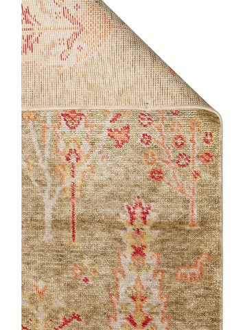 Oushak Carnaval Tapis Uşak Moderne TENCEL™ 100 % Naturel, Facile à Nettoyer, Fait Main 08 GREEN AUTUMN  