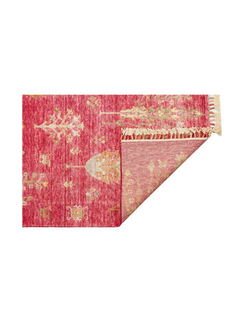 Oushak Carnaval Tapis Uşak Moderne TENCEL™ 100 % Naturel, Facile à Nettoyer, Fait Main 08 RED AUTUMN  