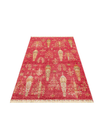 Oushak Carnaval Tapis Uşak Moderne TENCEL™ 100 % Naturel, Facile à Nettoyer, Fait Main 08 RED AUTUMN  